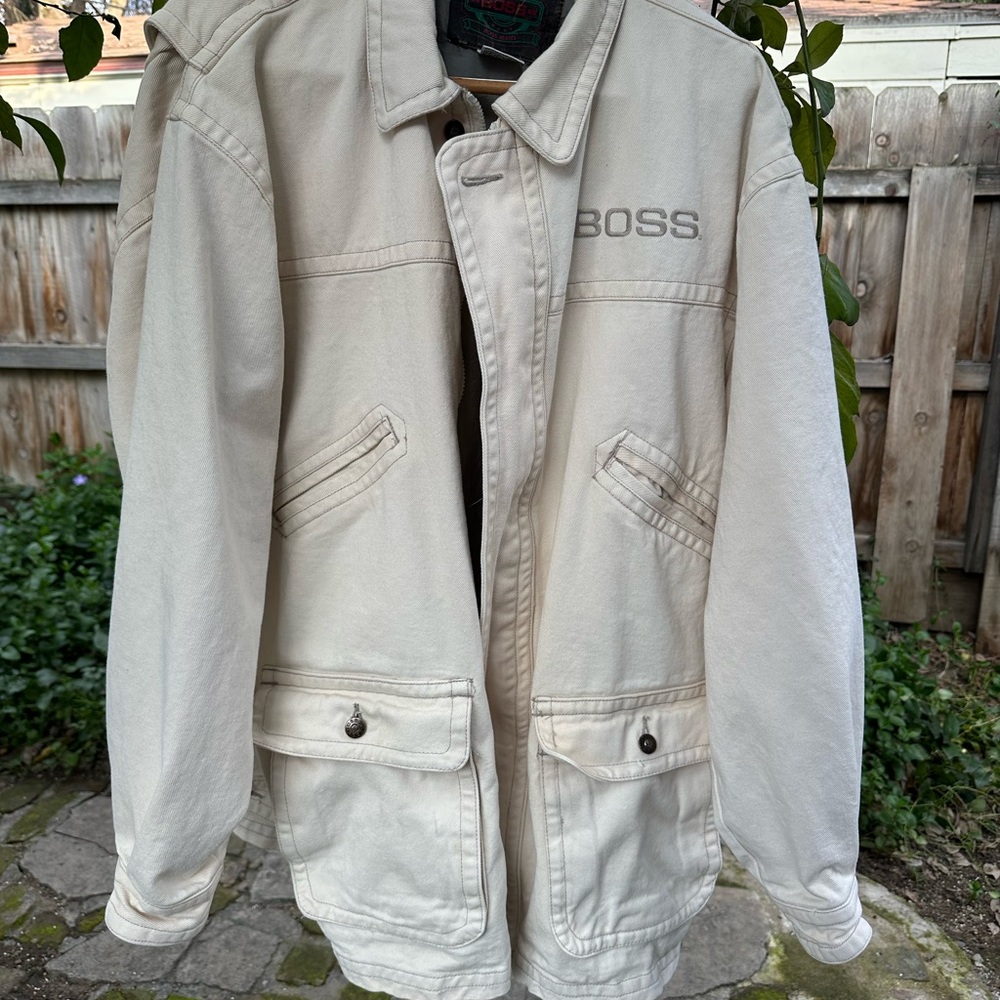 BOSS Jeans Men's Off White Denim Chore Jacket. Vintage.